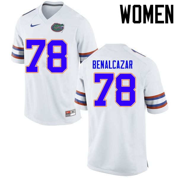 Women's NCAA Florida Gators Ricardo Benalcazar #78 Stitched Authentic Nike White College Football Jersey UHH0765JX